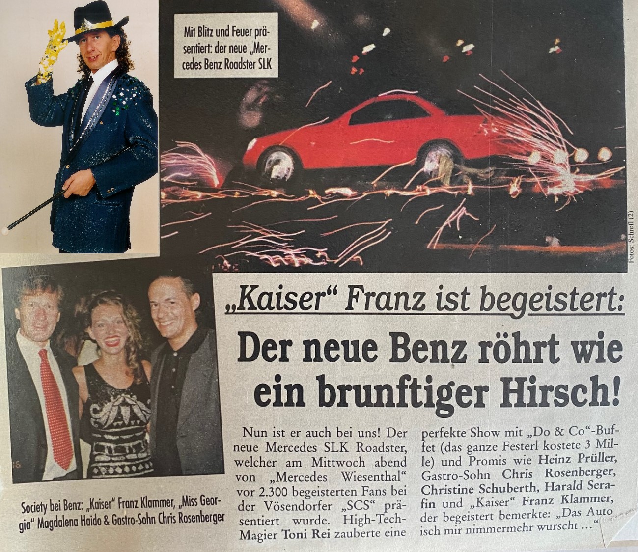 1997: Weltpremiere Tony Rei bringt den neuen SLK in die Motorcity