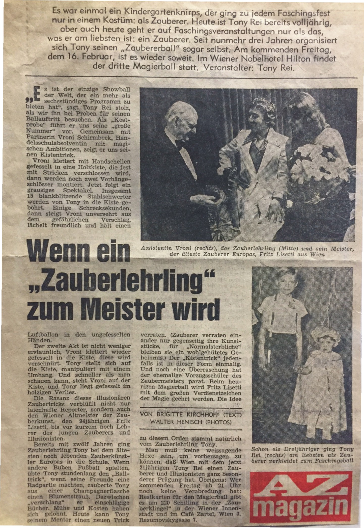 1979: Tony Rei wird Profi Magier und legt die Artistenprüfung ab